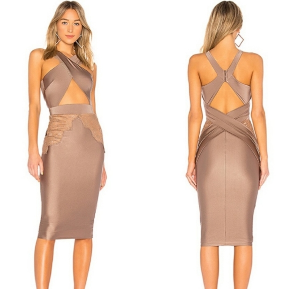 Michael Costello Dresses & Skirts - Michael Costello Philip midi taupe dress
